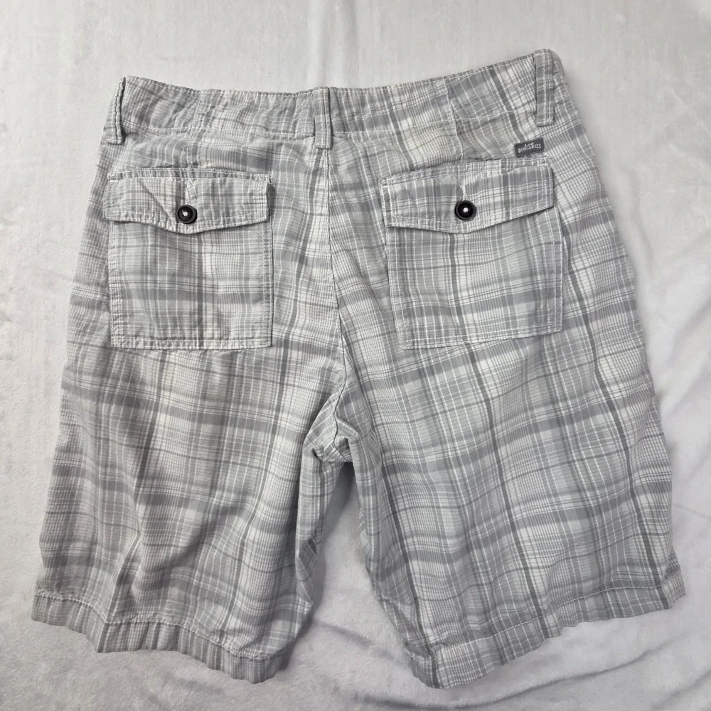 Lee Dungarees Shorts Men 32 Gray Plaid Cotton Casual Flat‎ Front Good